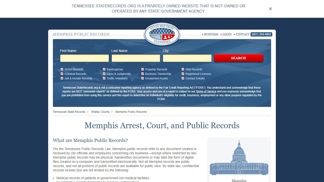 Memphis Arrest, Court, and Public Records - StateRecords.org